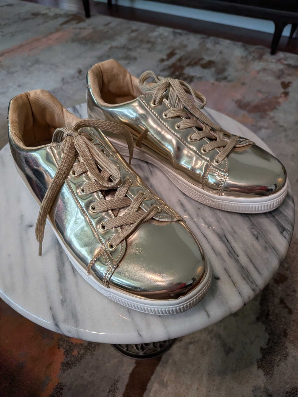 Metallic Gold Women’s Low-Top Sneakers
